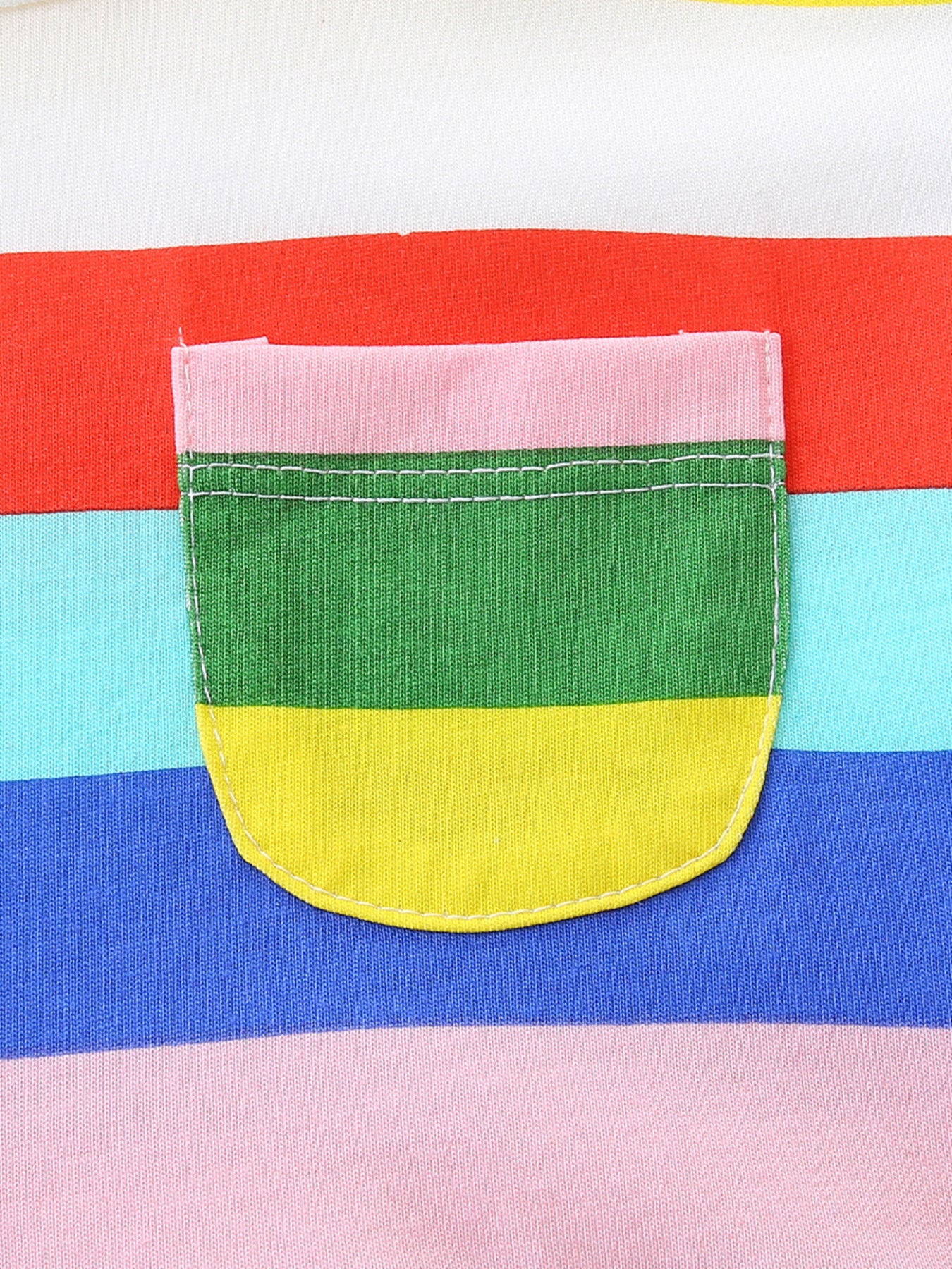 Striped Casual Short Sleeve Dress in Multicolor for Girls