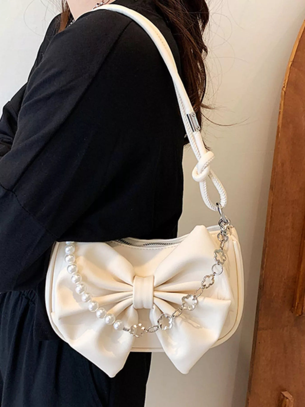 Bowknot Pearl Chain Shoulder Bag for Women