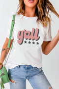 Yall Graphic Round Neck Tee in White for Women