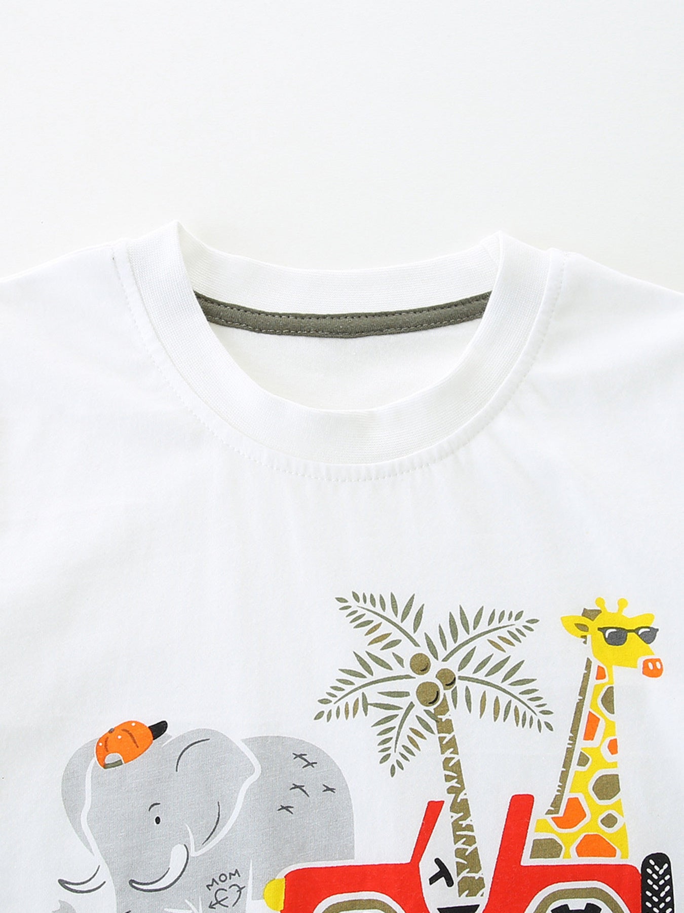 Animal Graphic Tee and Shorts Set in White for Boys