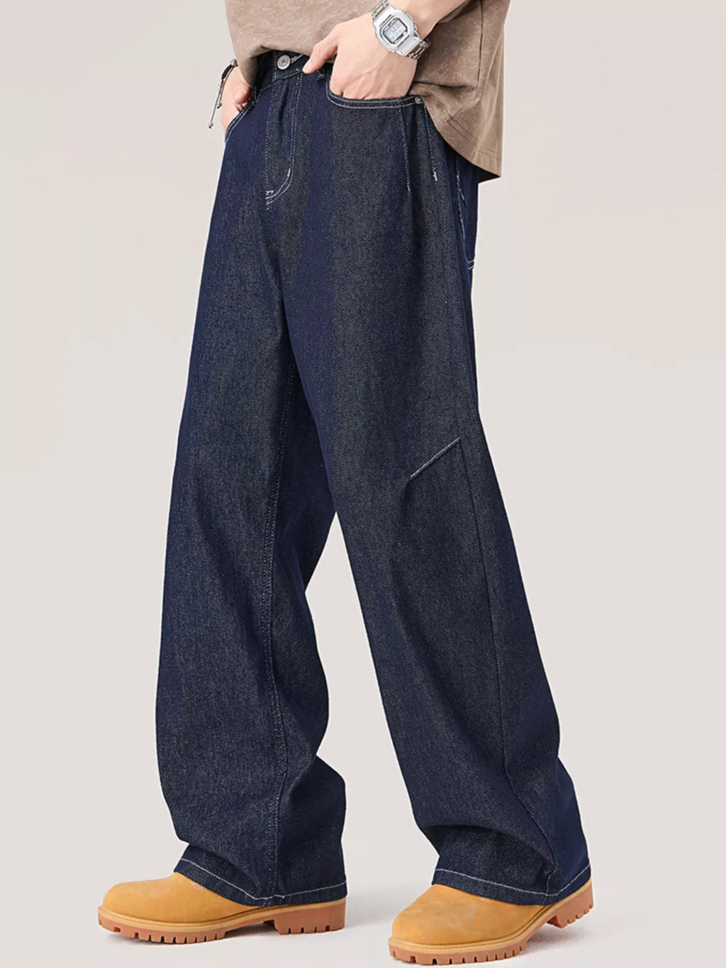 Wide Leg Jeans in Dark Blue for Men