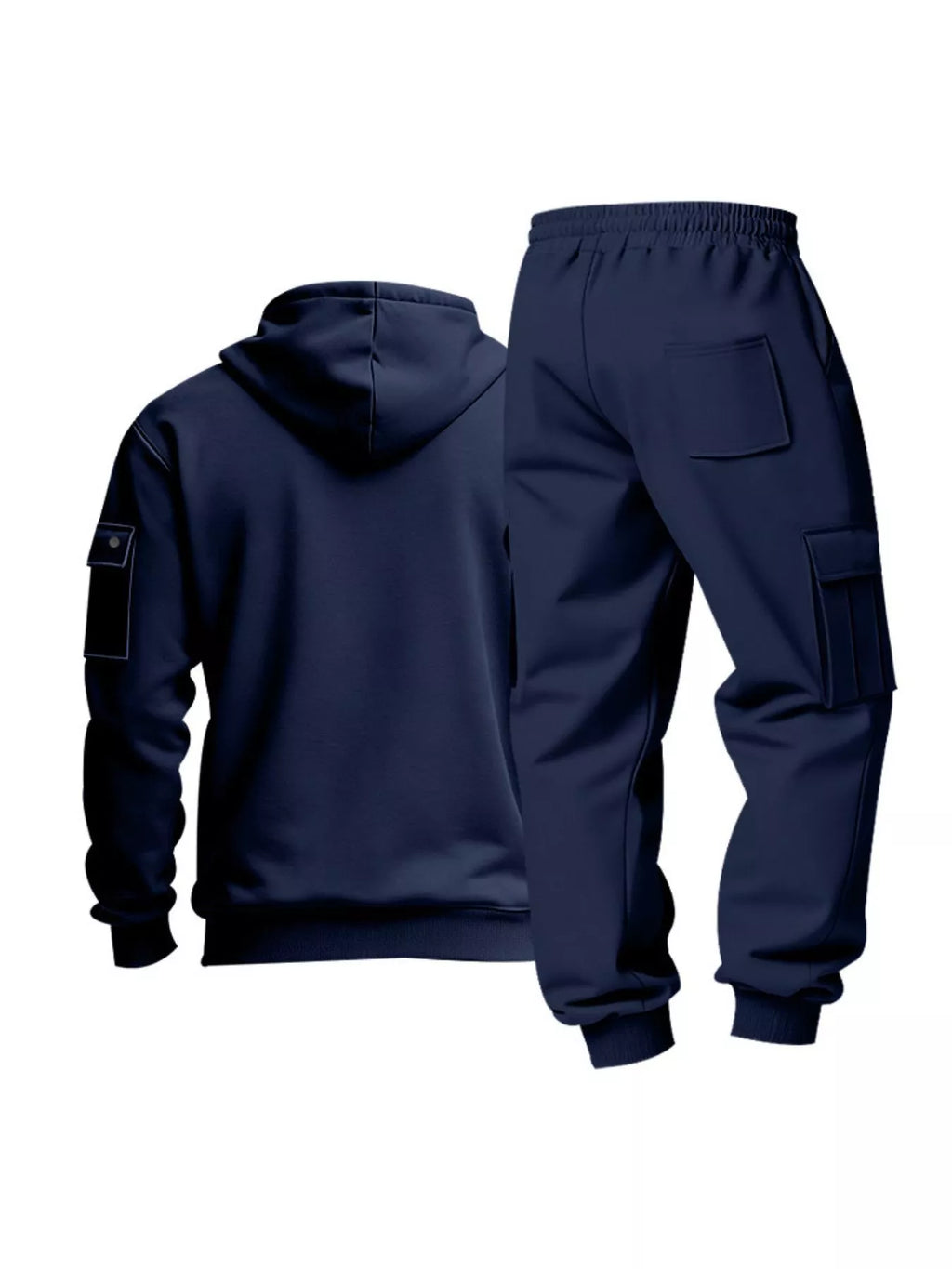 Half Zip Hoodie and Cargo Pants Set Plus Size in Dark Gray for Men