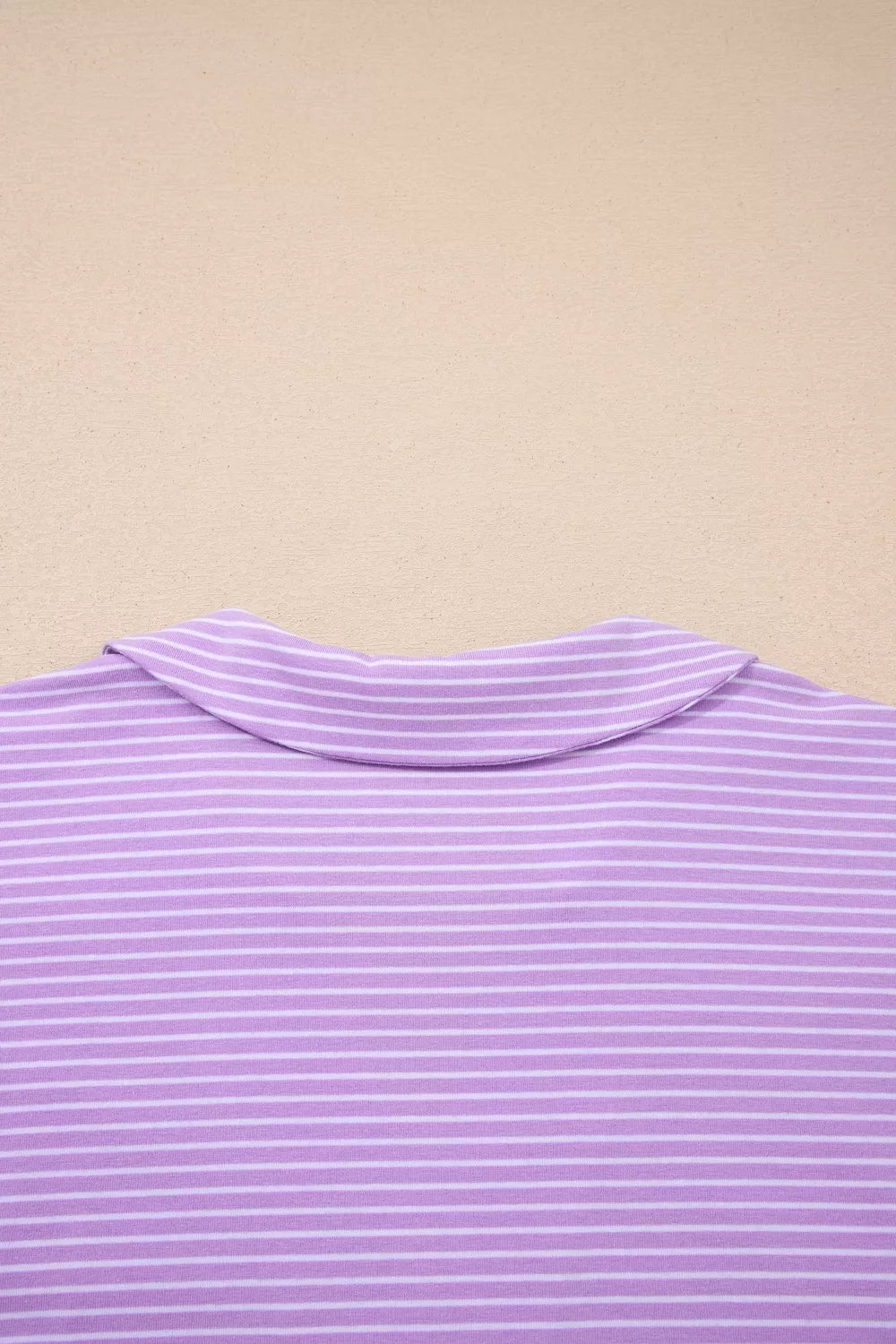 Stripe Dolman Sleeve Polo Shirt and Drawstring Shorts Set for Women