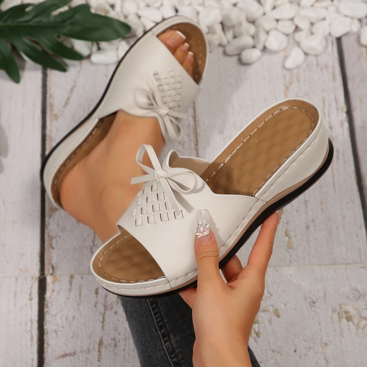 Open Toe Wedge Sandals in Light Pink in Blue for Women