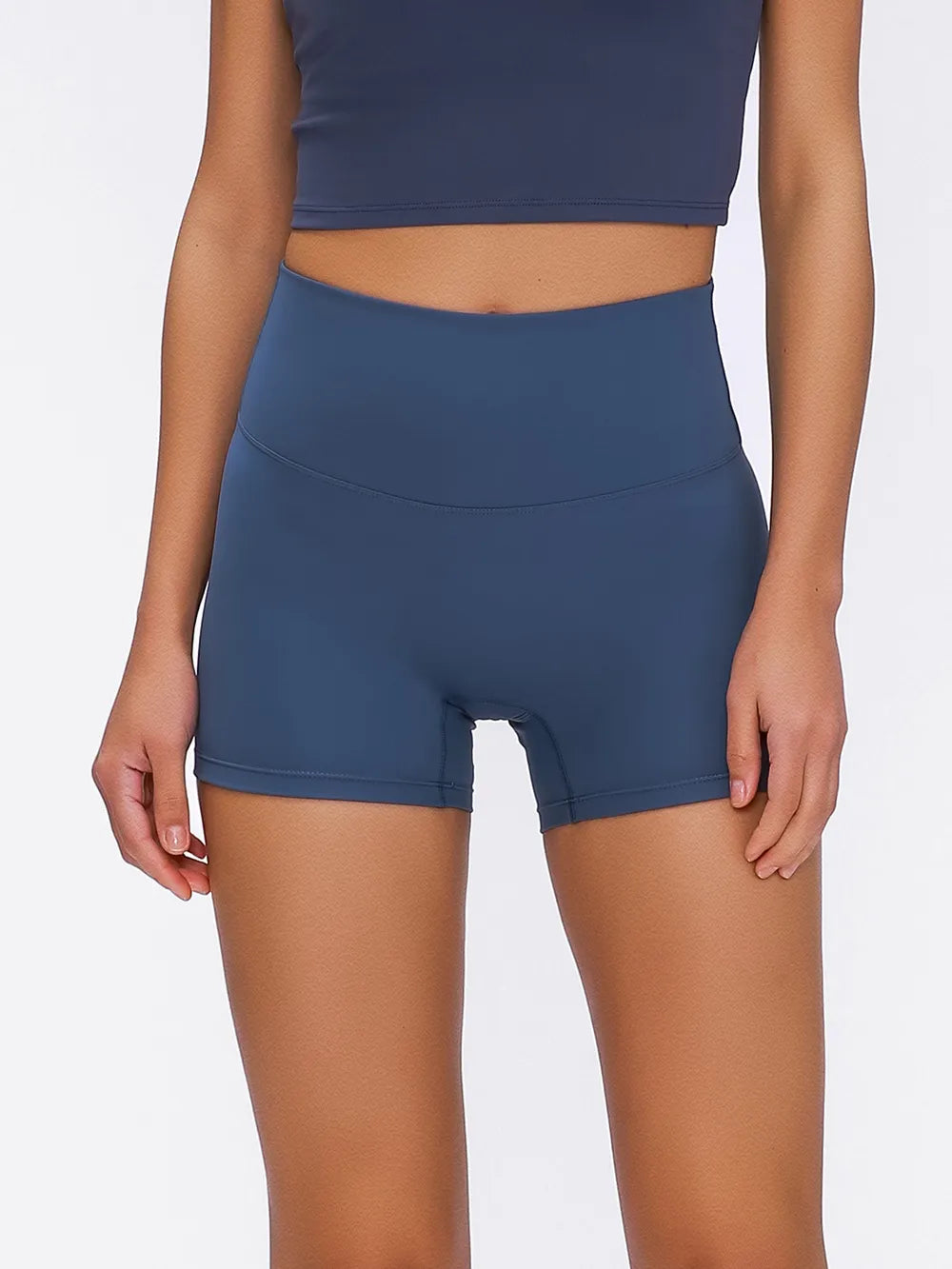 High Waist Active Shorts in Deep Dark Green in White for Women