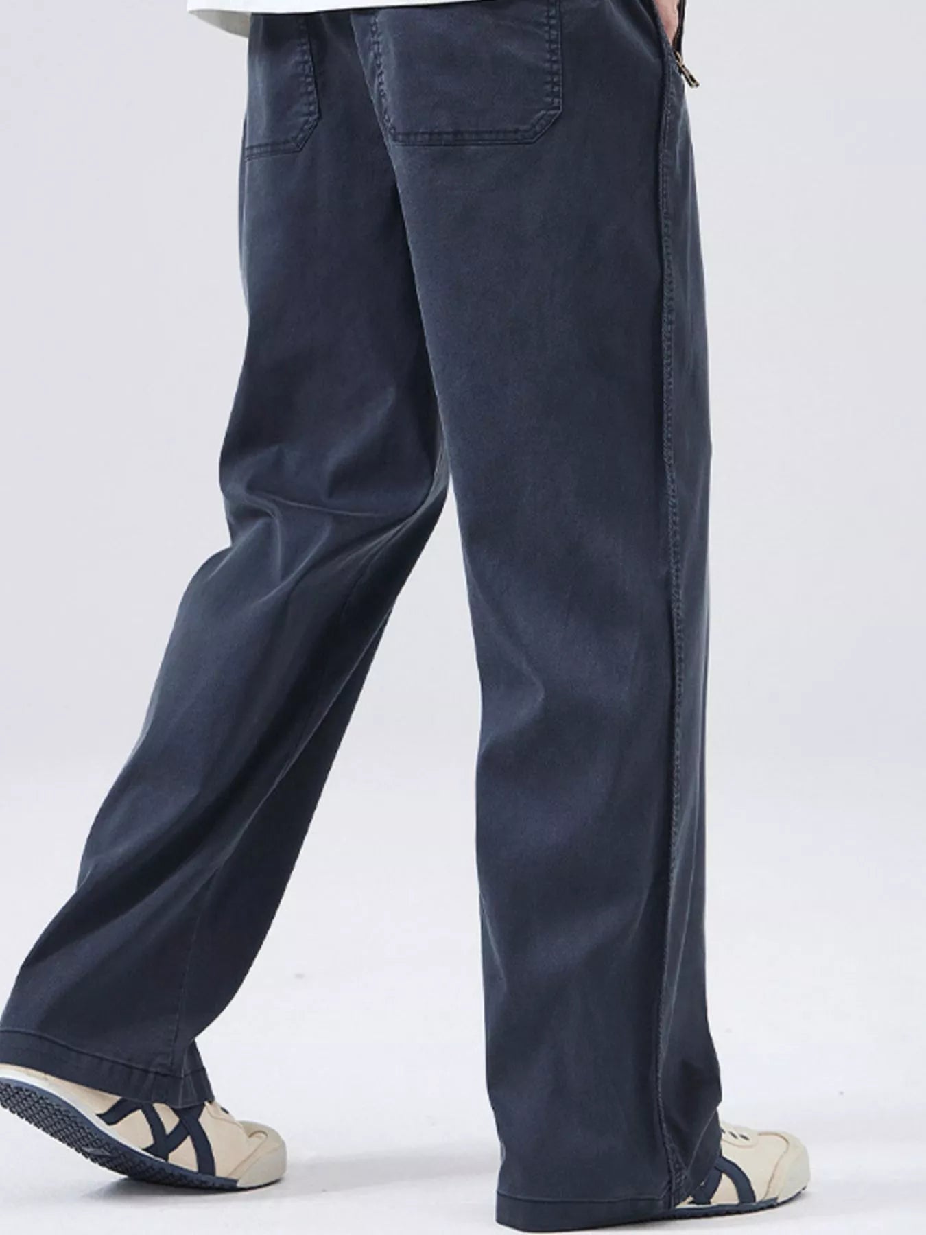Drawstring Wide Leg Pants Plus Size in Classic in Black for Men