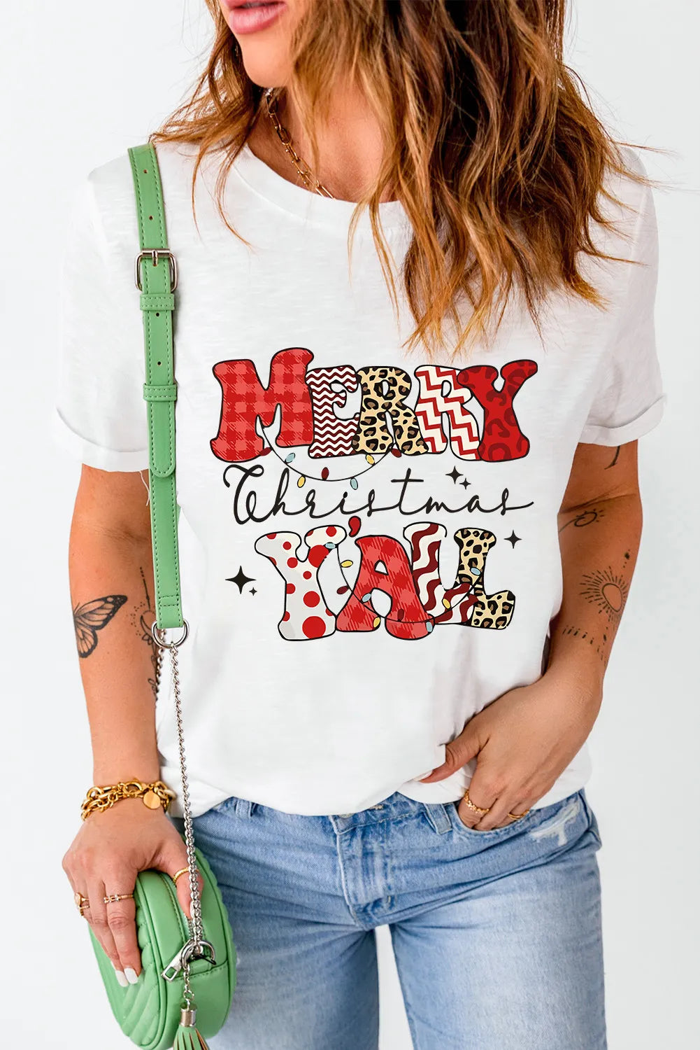 Letter Graphic Round Neck Short Sleeve T-Shirt in Everyday in White for Women