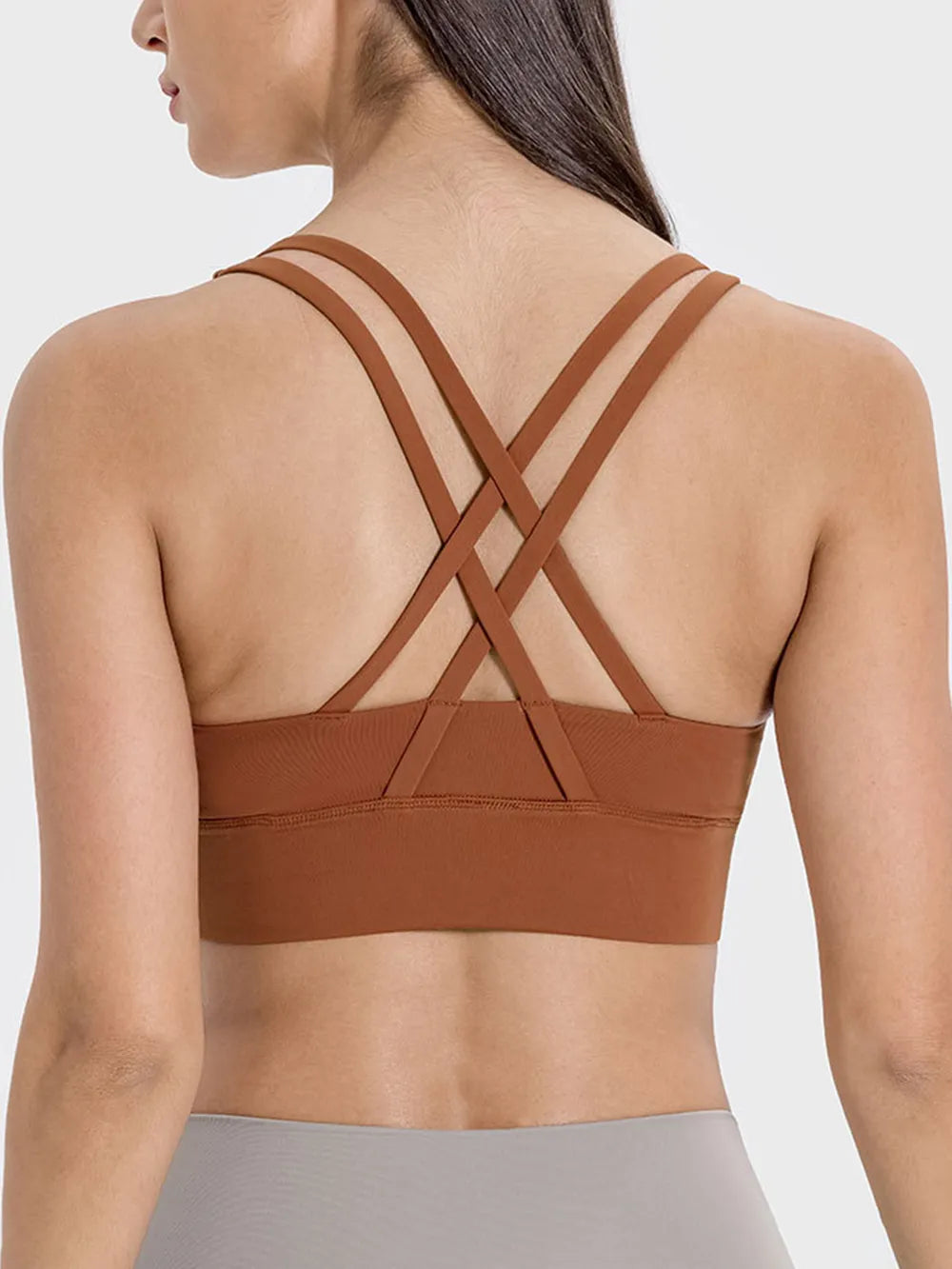 Crisscross Scoop Neck Active Tank in Caramel for Women