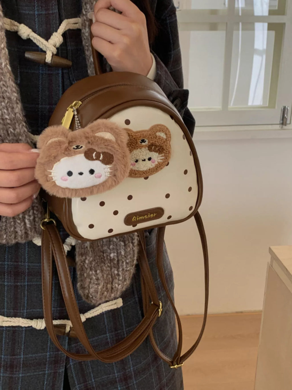 Cartoon Bear Backpack Bag for Women