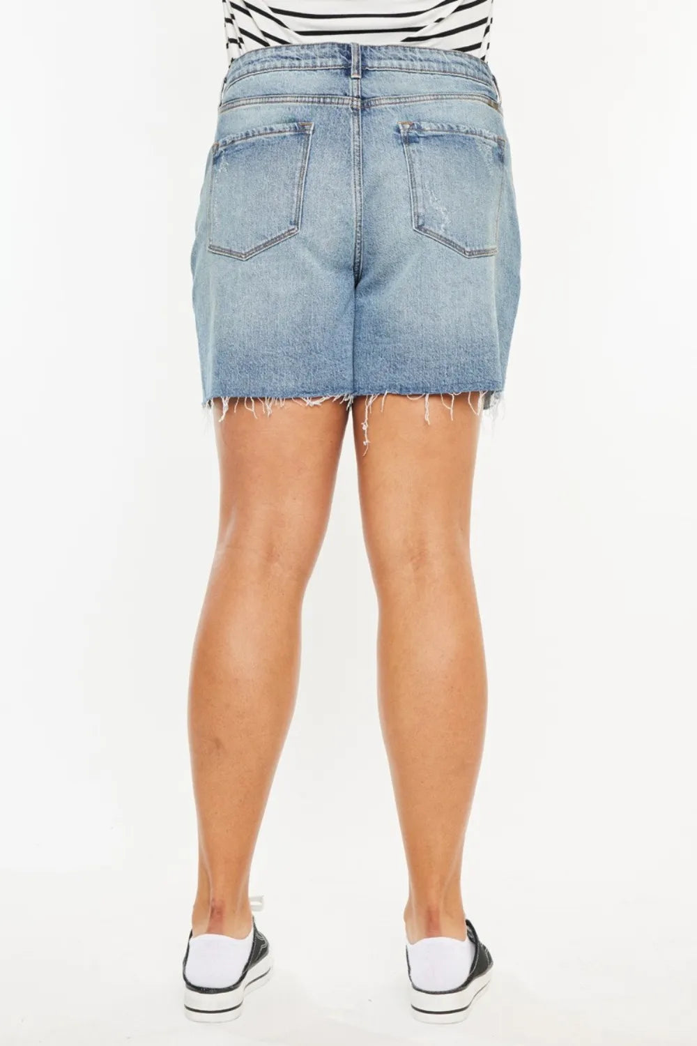 Plus Size Raw Hem High Waist Denim Shorts for Women