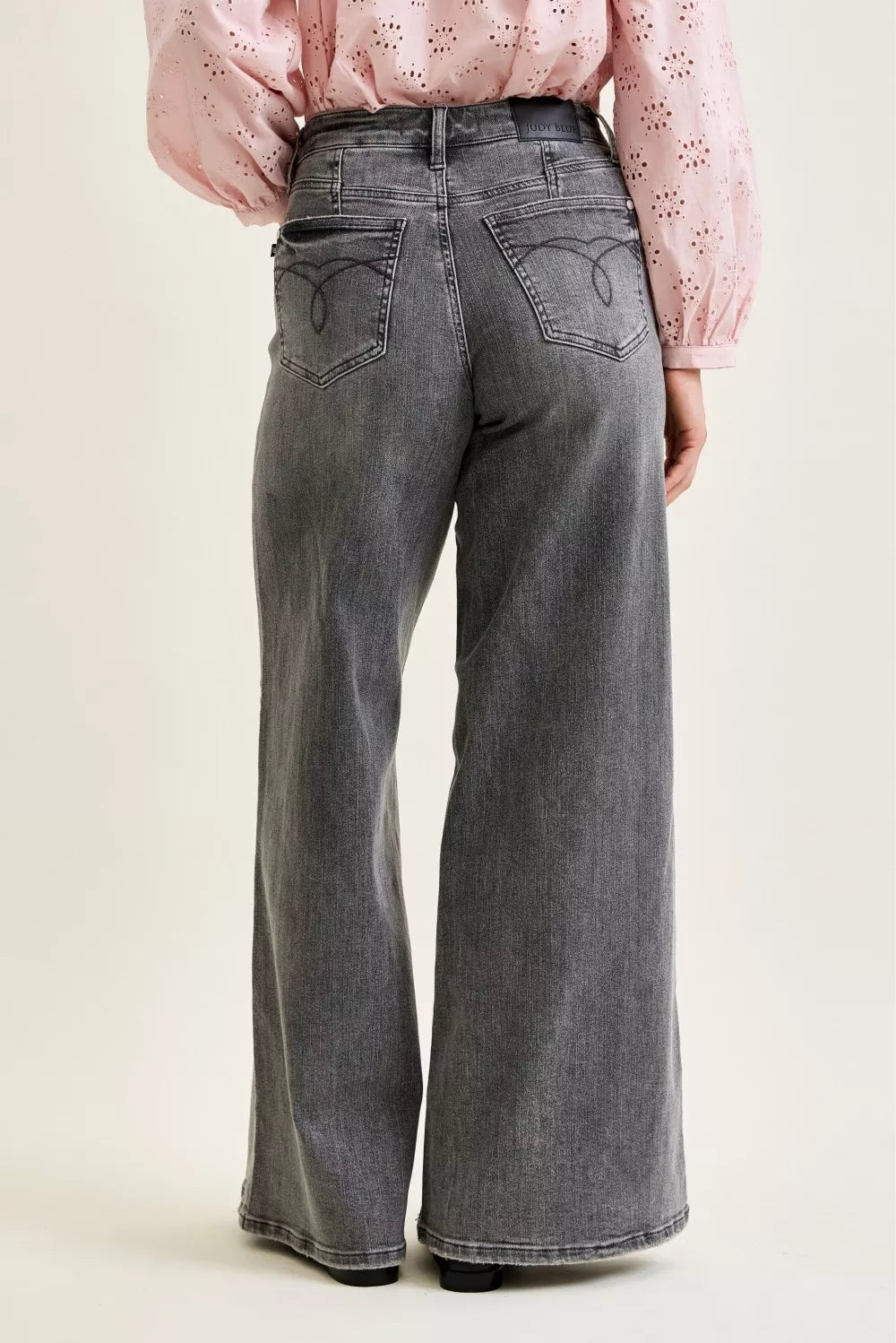 Mid Rise Palazzo Split Back Yoke in Gry for Women
