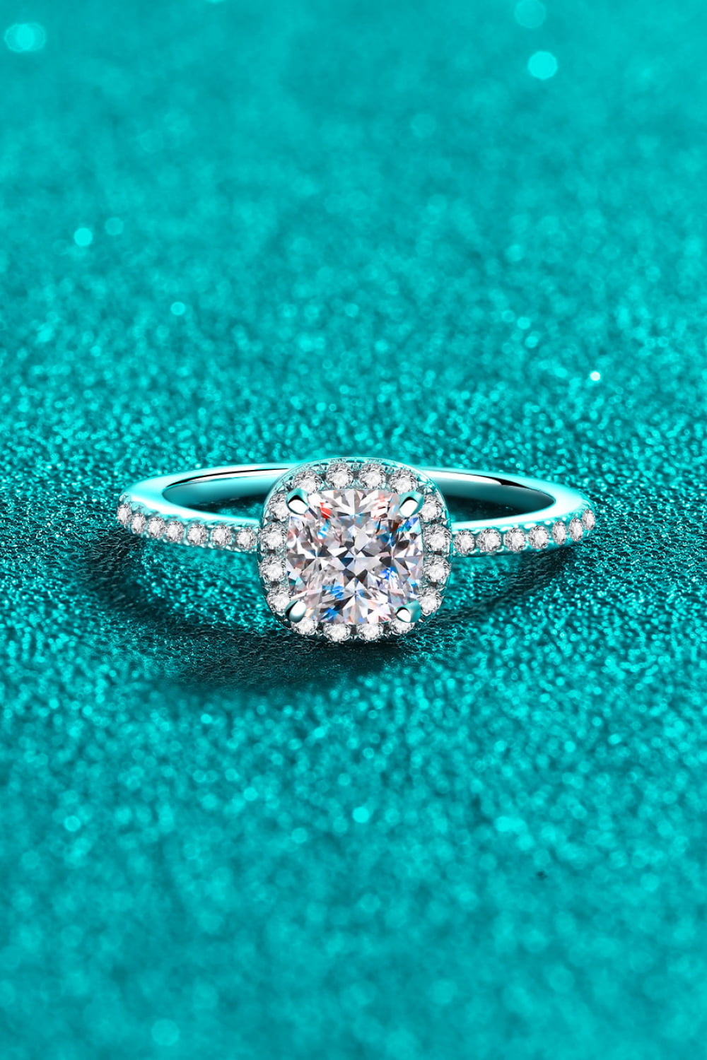 1 Carat Moissanite 925 Sterling Silver Halo Ring for Women