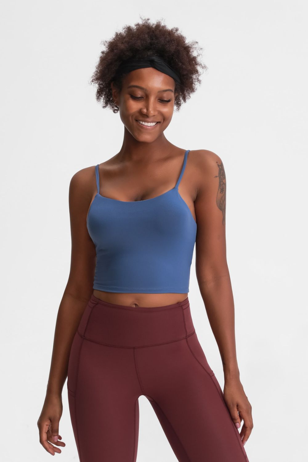 Feel Like Skin Scoop Neck Sports Cami in Light Blue for Women