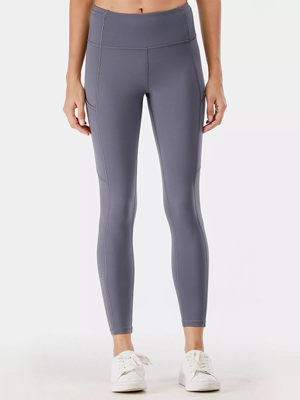 High-Waisted Active Leggings with Pockets Plus Size in Dusty Pink for Women
