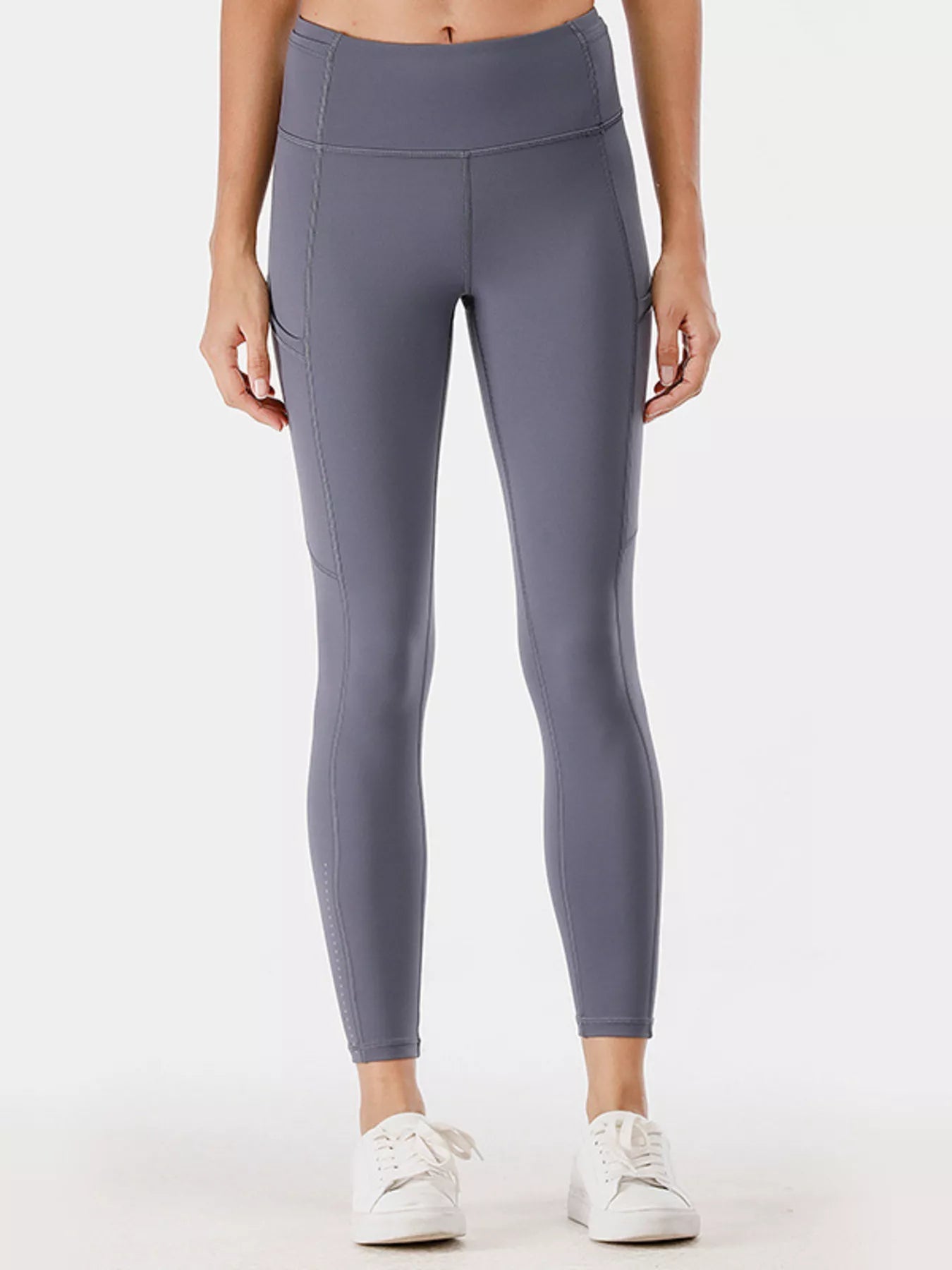 High-Waisted Active Leggings with Pockets Plus Size in Dusty Pink for Women