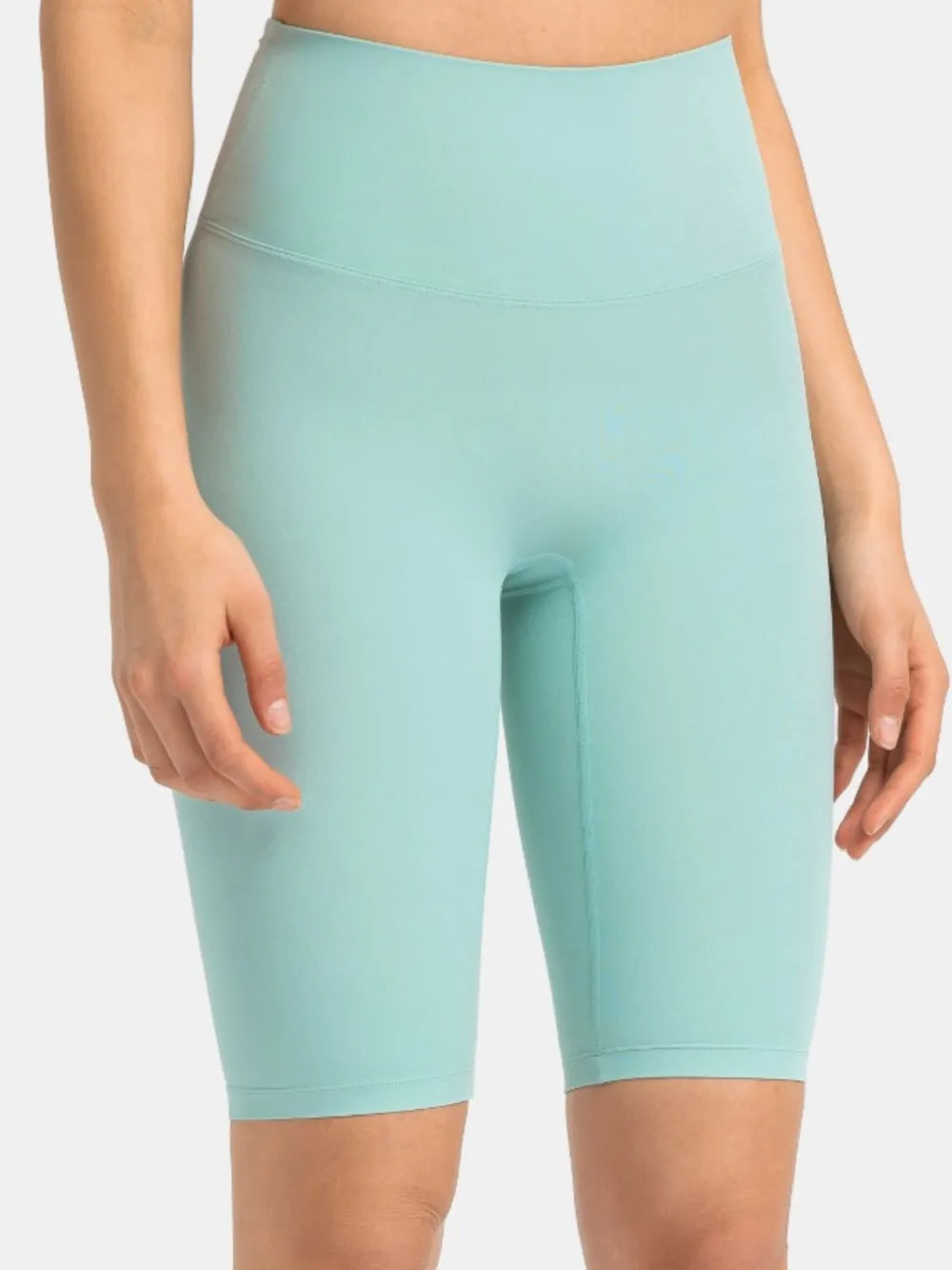 High Rise Wide Waistband Active Shorts in Dark Gray in Gum Leaf for Women