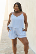 Let It Happen Plus Size Double Flare Striped Romper in Cobalt Blue in Stripe for Women