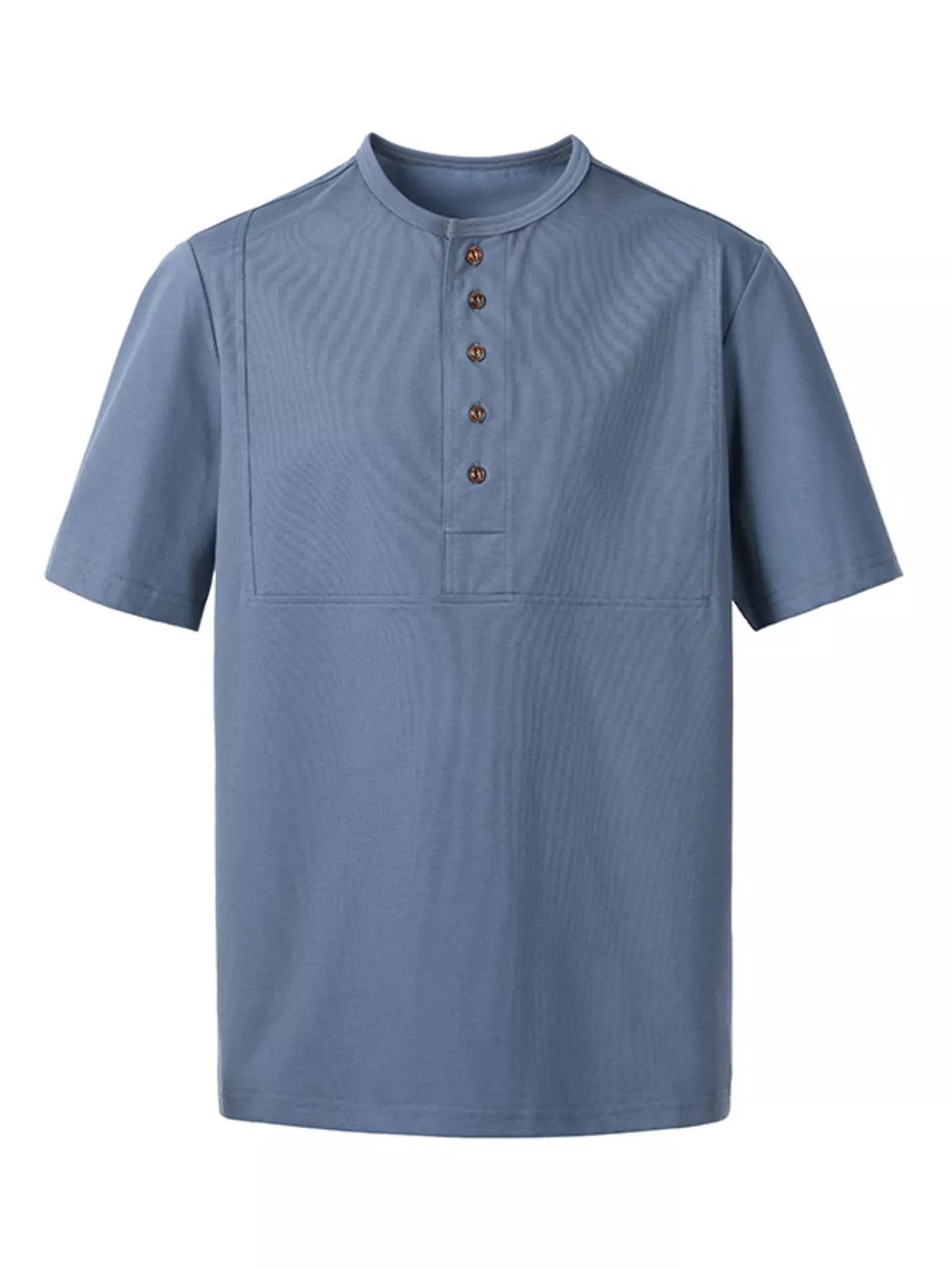 Plus Size Button Detail Short Sleeve T-Shirt in Dark Gray for Men