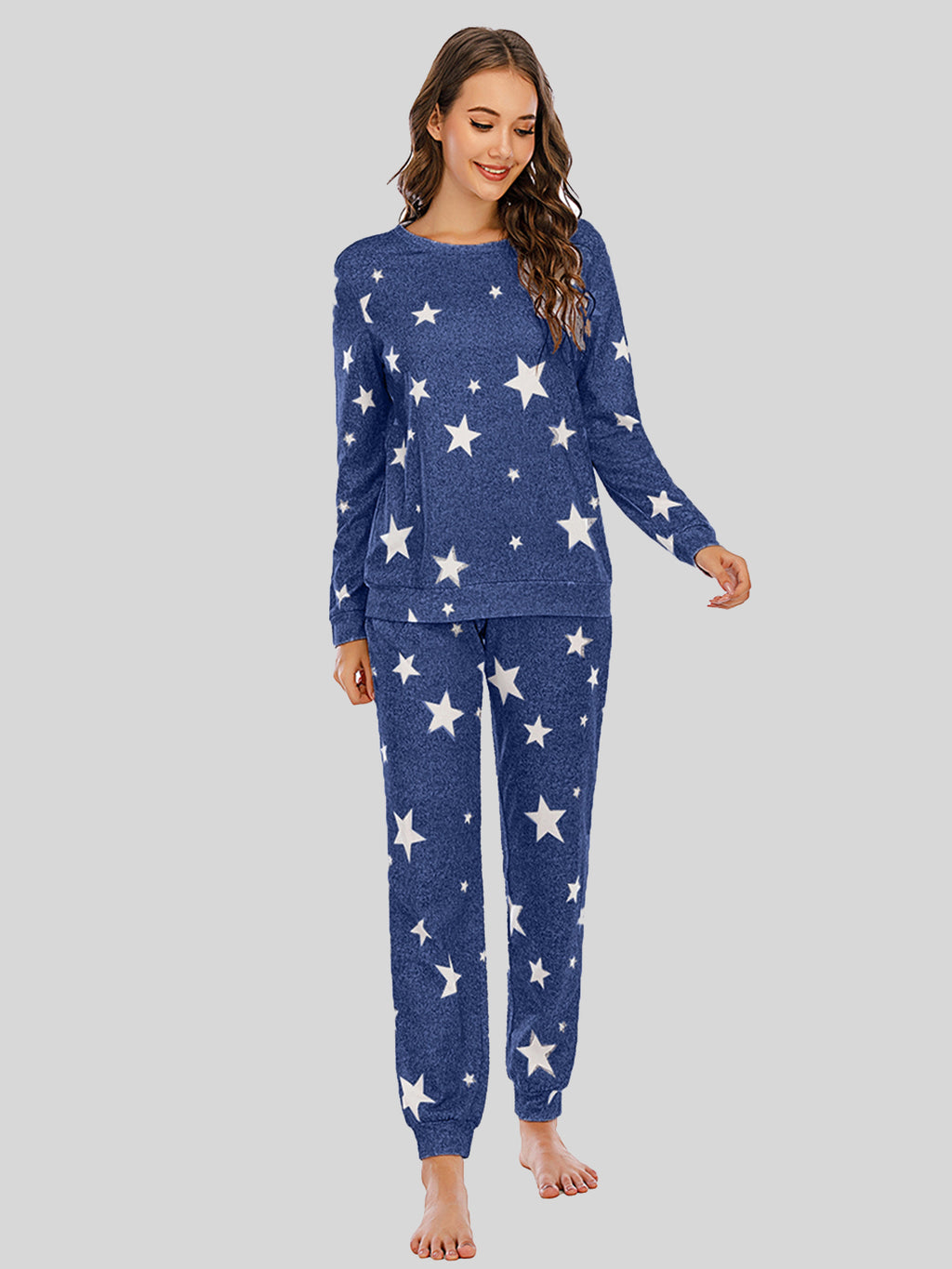 Star Top and Pants Lounge Set in Charcoal for Women