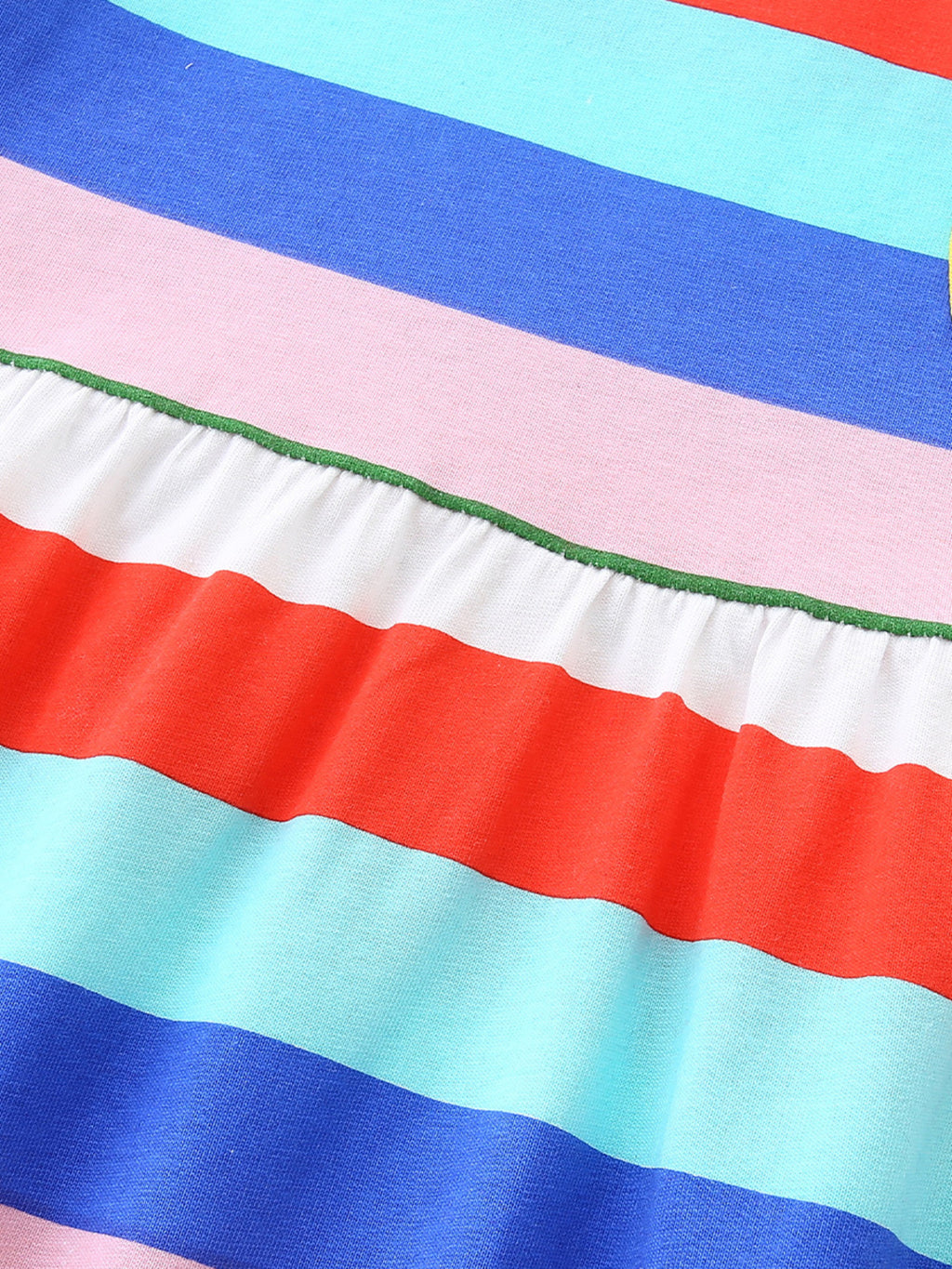 Striped Casual Short Sleeve Dress in Multicolor for Girls