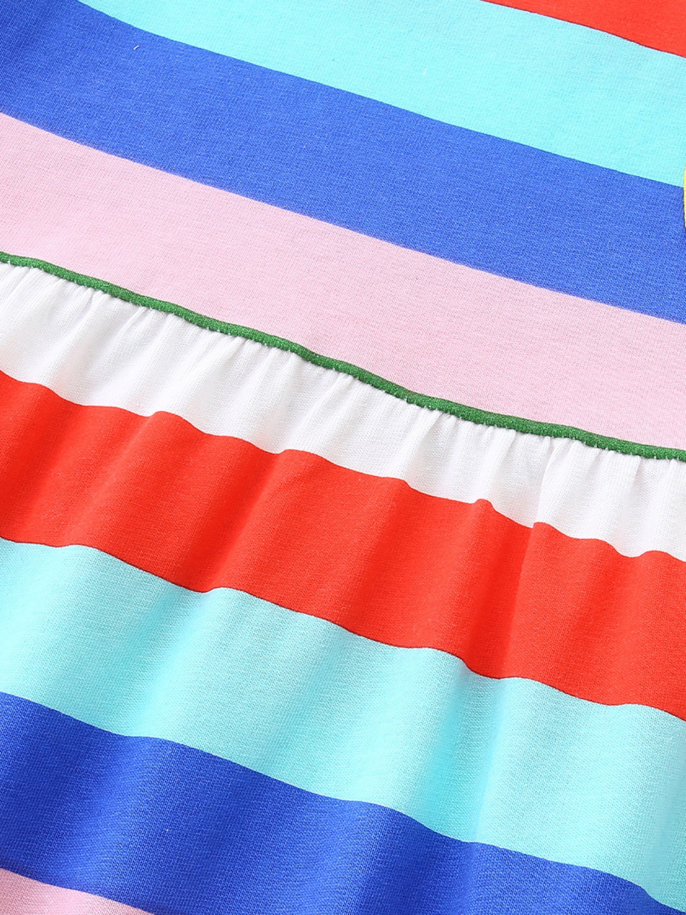 Striped Casual Short Sleeve Dress in Multicolor for Girls