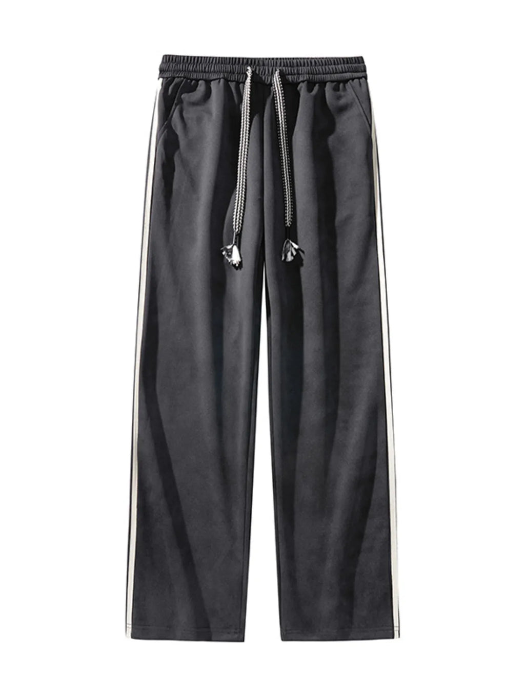 Plus Size Drawstring Loose Fit Pants in Gray for Men