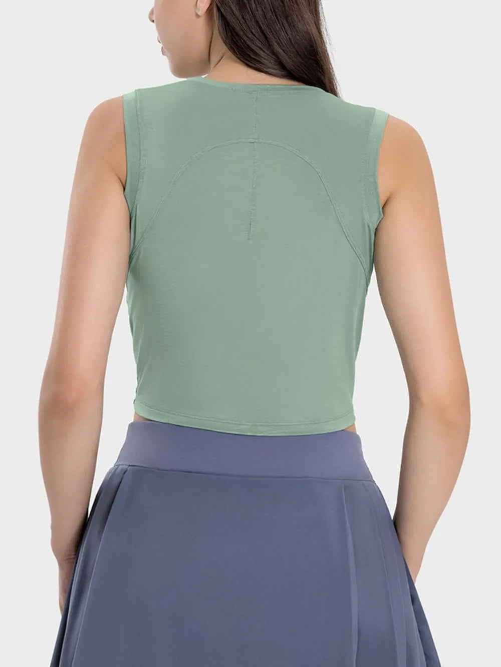Drawstring Ruched Wide Strap Active Tank in Lavender for Women