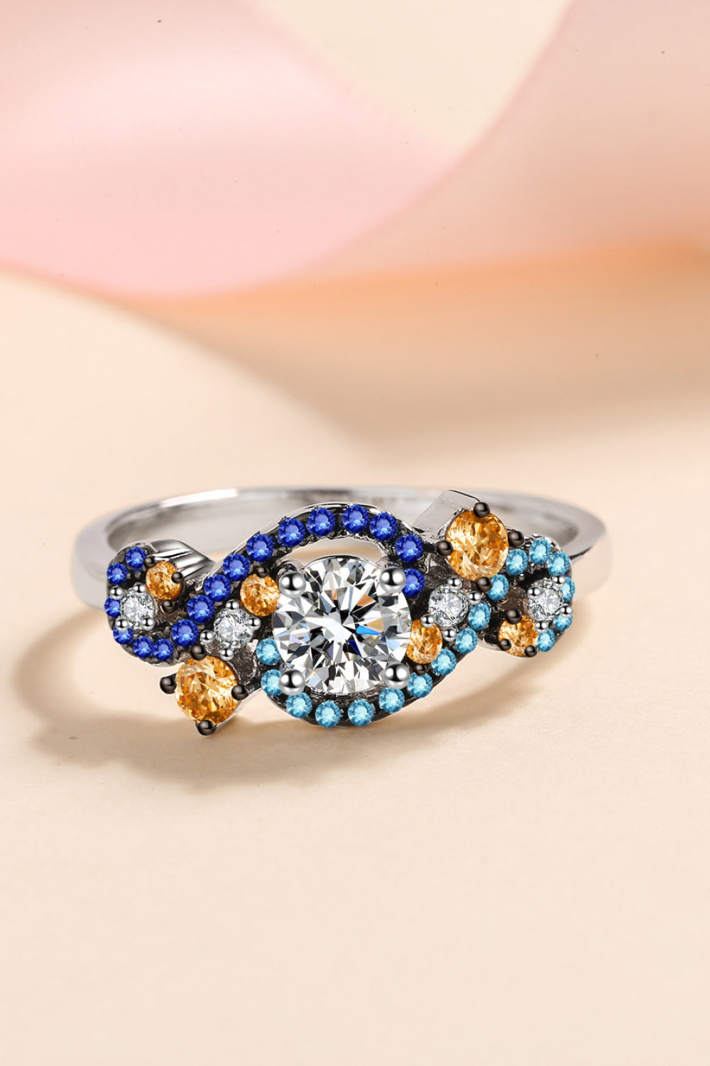 Moissanite Contrast 925 Sterling Silver Ring for Women