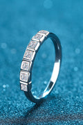 Moissanite Rhodium-Plated Half-Eternity Ring in Classic in Silver for Women
