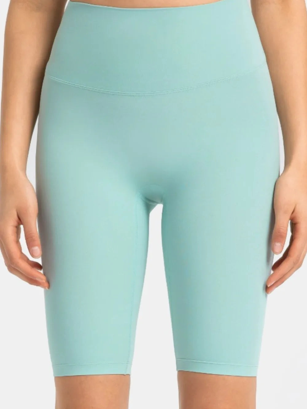 High Rise Wide Waistband Active Shorts in Dark Gray in Gum Leaf for Women