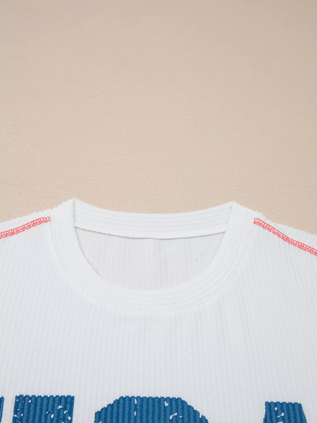 USA Graphic Half Sleeve Loose Ribbed Top for Women