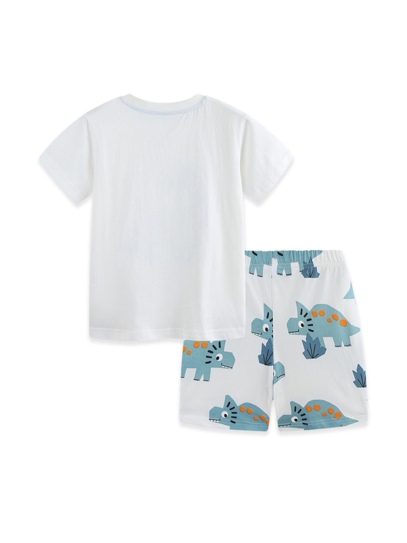 Dinosaur Applique Two-Piece Set in White for Boys