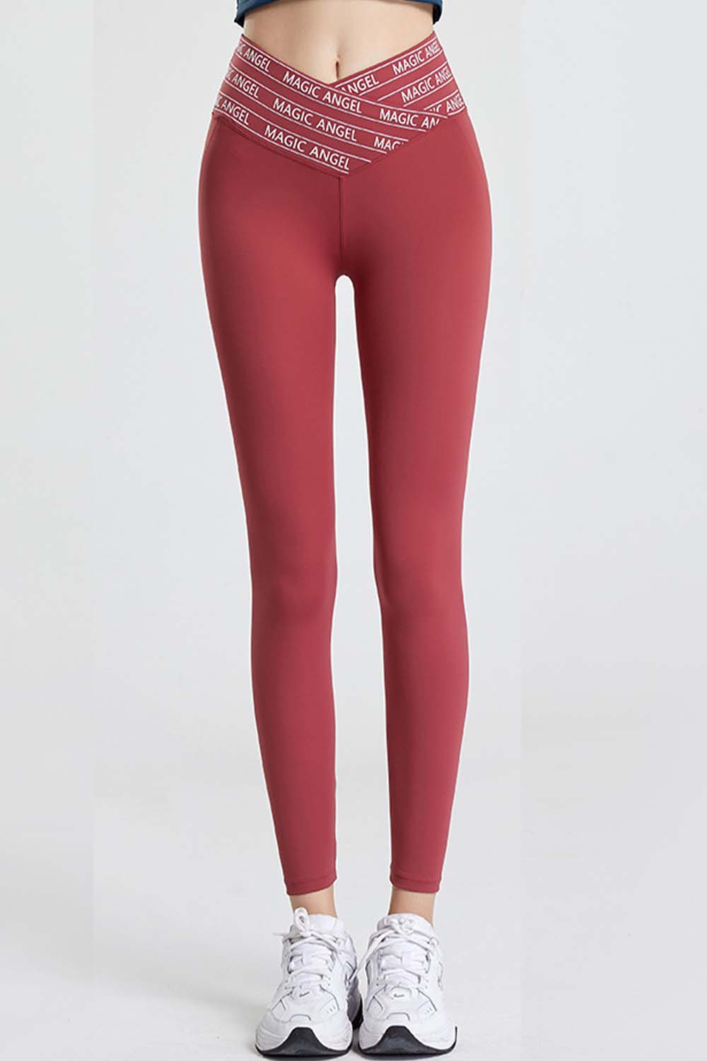 Wide Waistband Sports Pants in Mauve for Women
