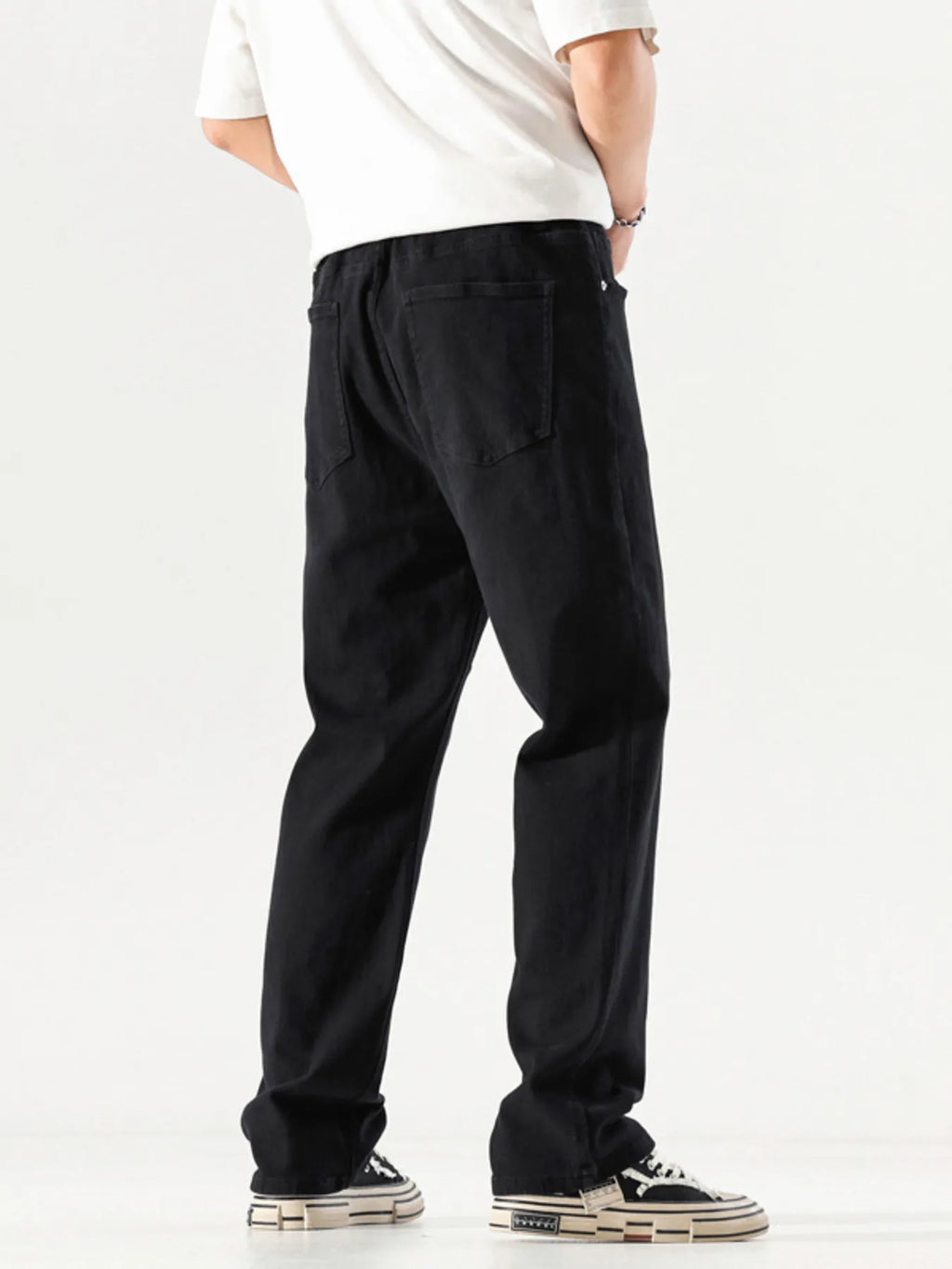 Wide Leg Jeans with Pockets Plus Size in Black for Men