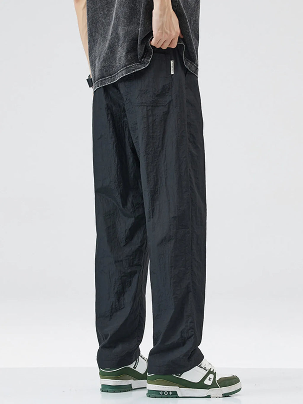 Lightweight Wide Leg Casual Pants Plus Size in Dark Gray for Men
