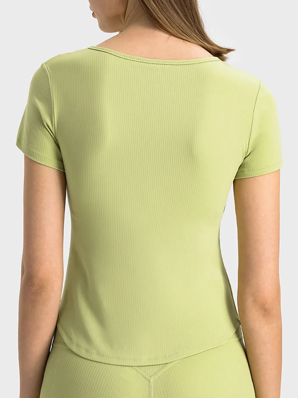 Notched Short Sleeve Active T-Shirt in Black for Women