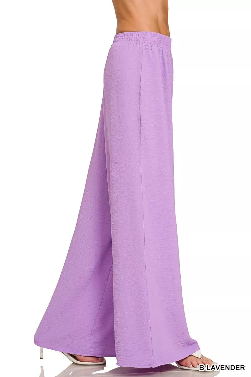 Woven Airflow Twisted Top & Wide Leg Pants Set for Women