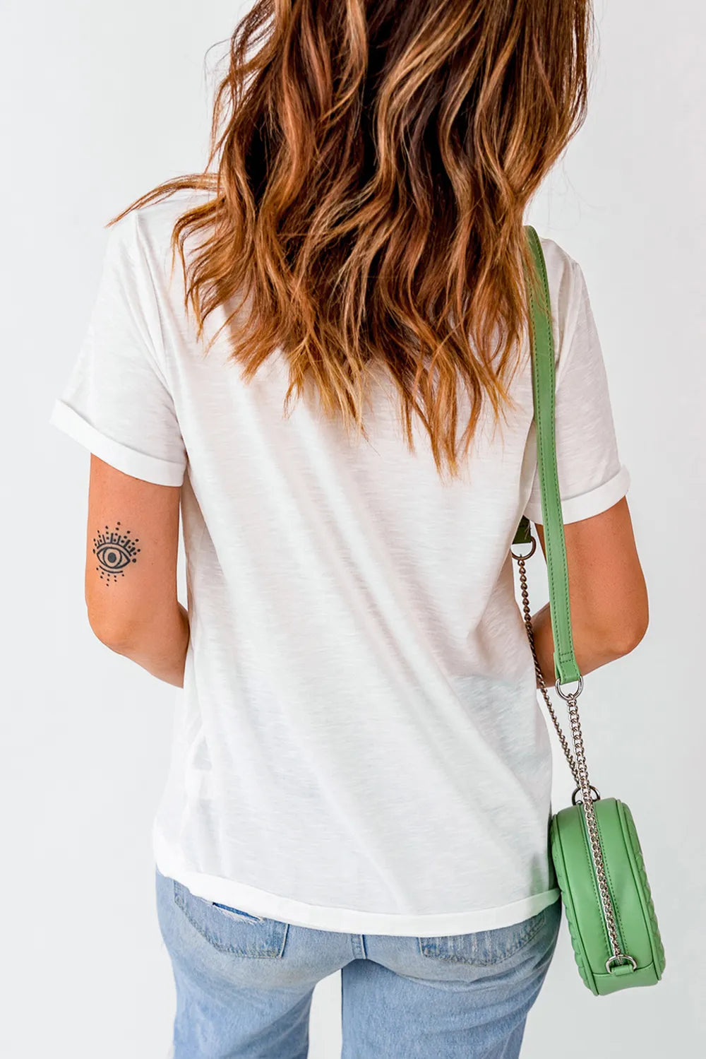 Floral Bunny Graphic Crewneck Short Sleeve T-Shirt in White for Women