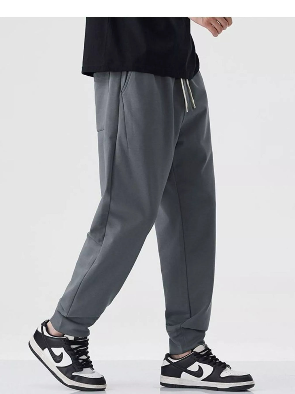 Casual Drawstring Joggers in Dark Gray for Men