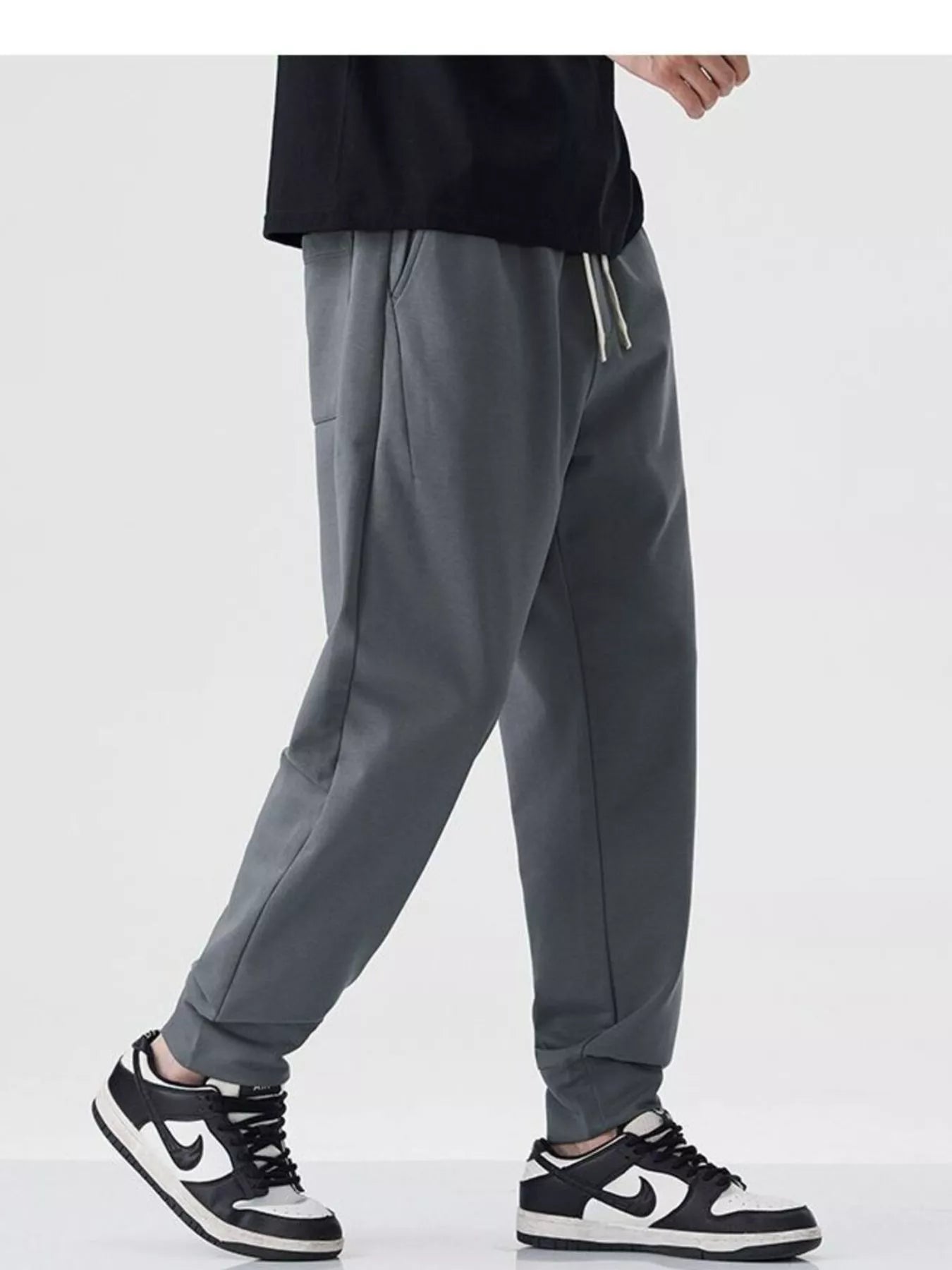 Casual Drawstring Joggers in Dark Gray for Men