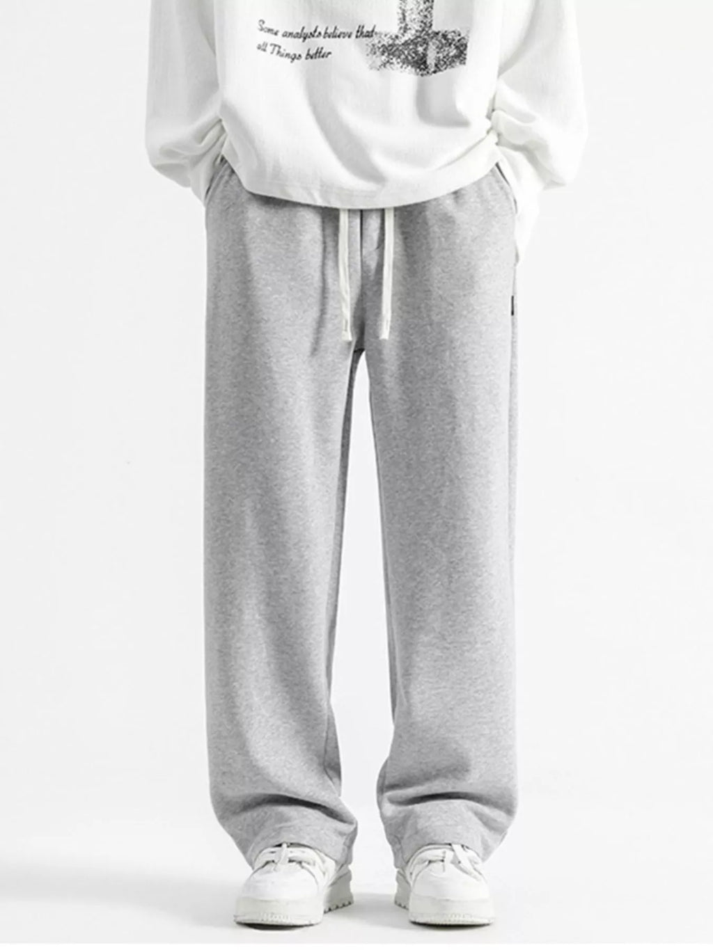 Casual Loose Fit Sweatpants Plus Size in Light Gray for Men