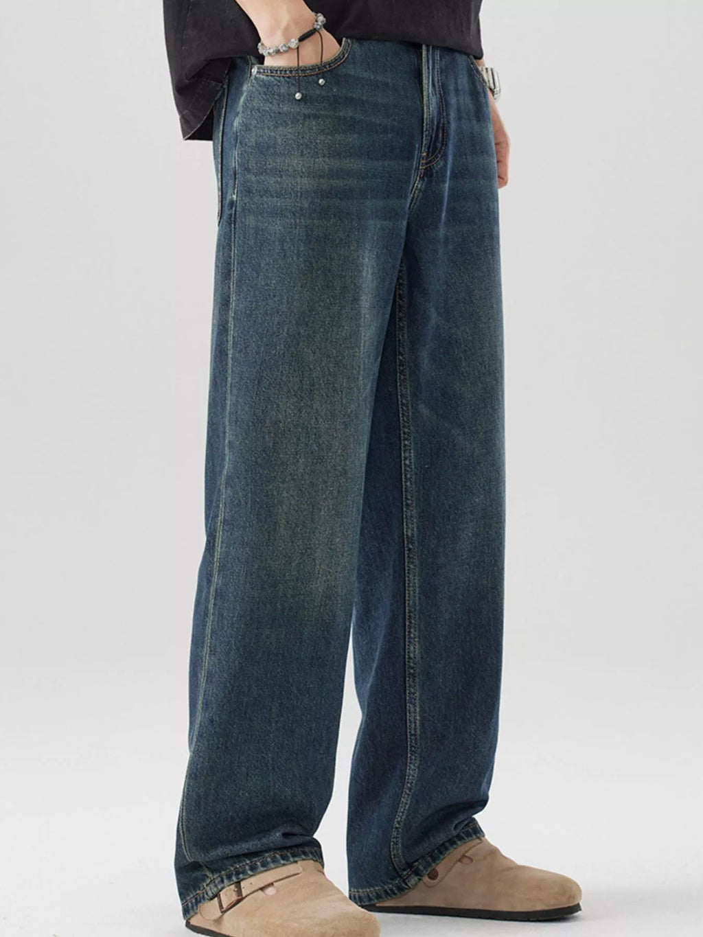 Vintage Wash Wide Leg Jeans in Nostalgic Orchid for Men