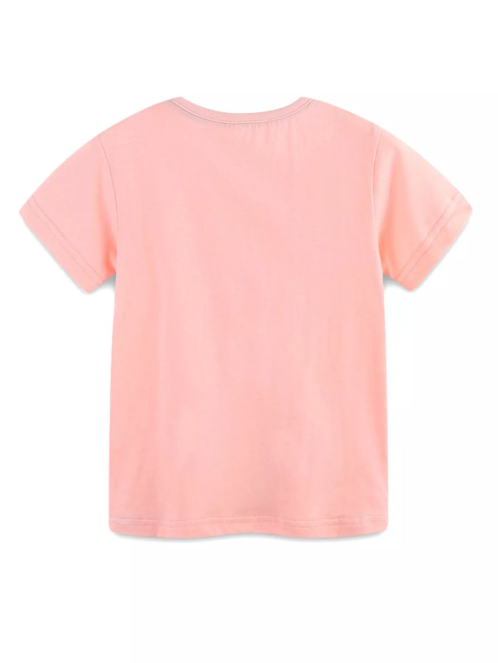 Floral Print Crew Neck T-Shirt in Watermelon Pink for Girls