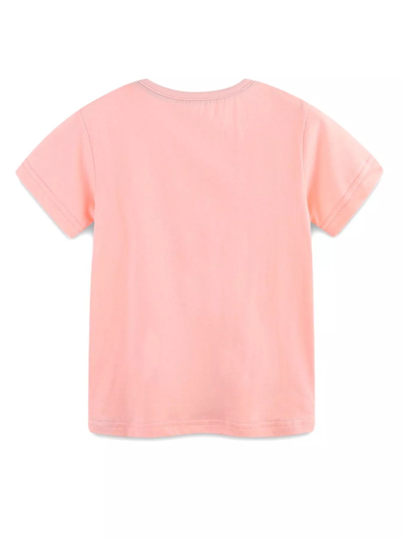 Floral Print Crew Neck T-Shirt in Watermelon Pink for Girls