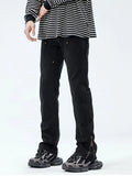 Wide Leg Jeans in Black for Men