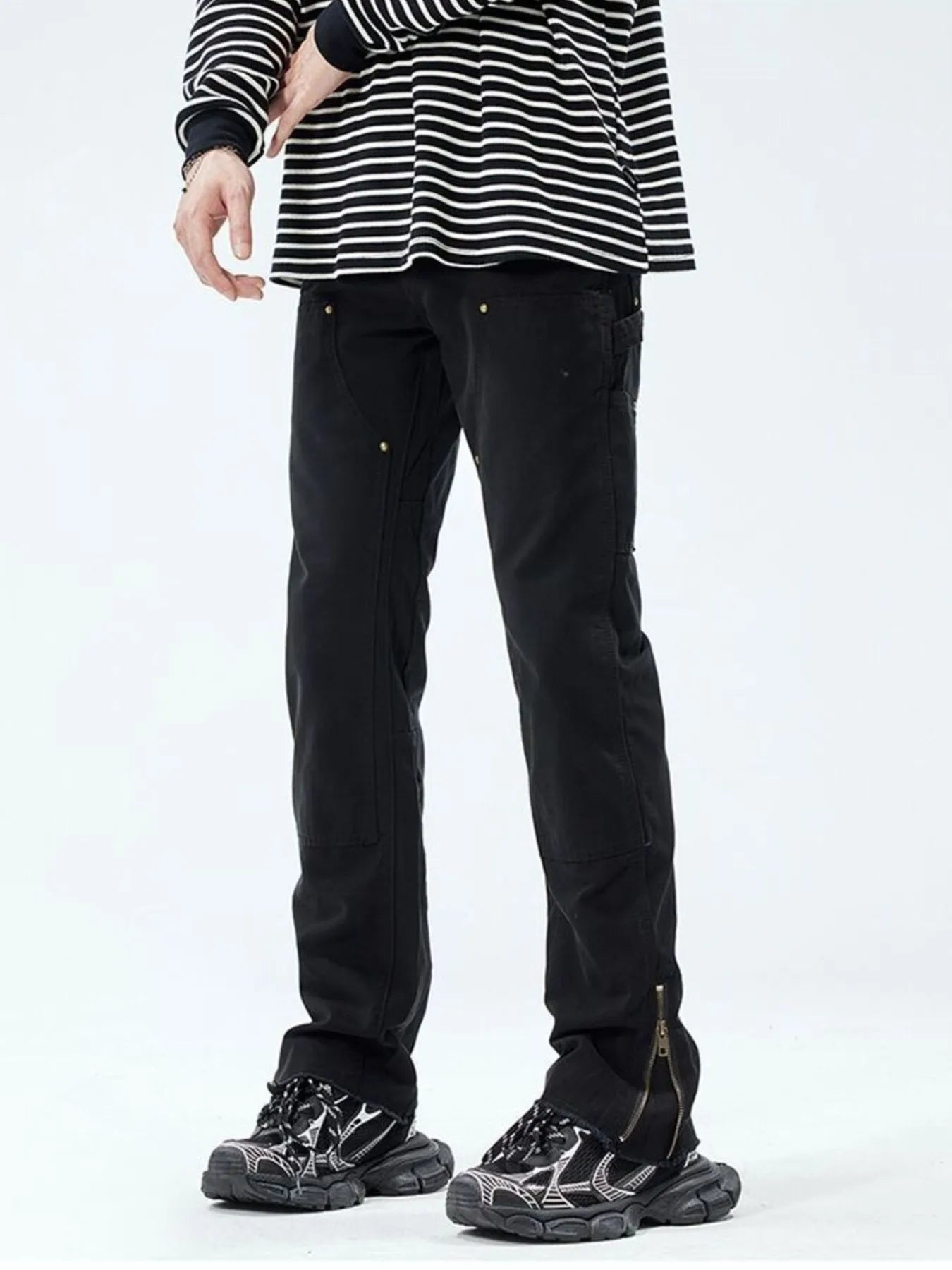 Wide Leg Jeans in Black for Men