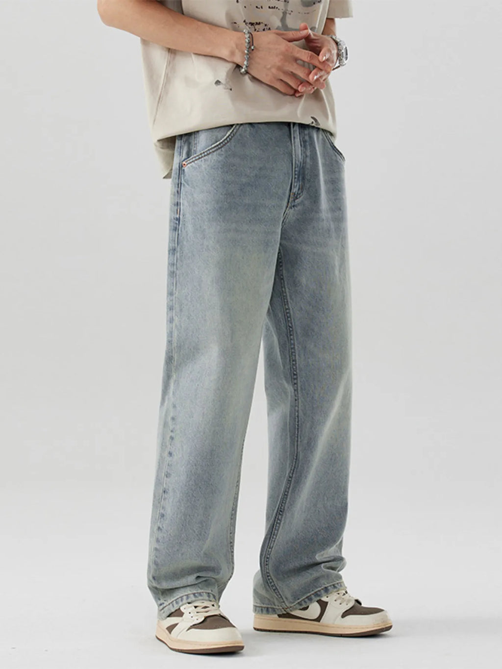 Wash Wide Leg Jeans in Nostalgic Orchid for Men