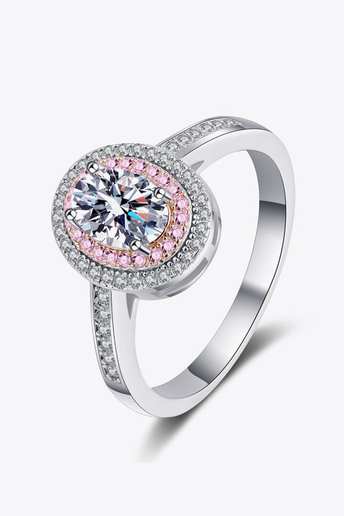 1 Carat Moissanite 925 Sterling Silver Halo Ring in Classic for Women