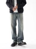 Wash Wide Leg Relaxed Fit Jeans in French Blue for Men