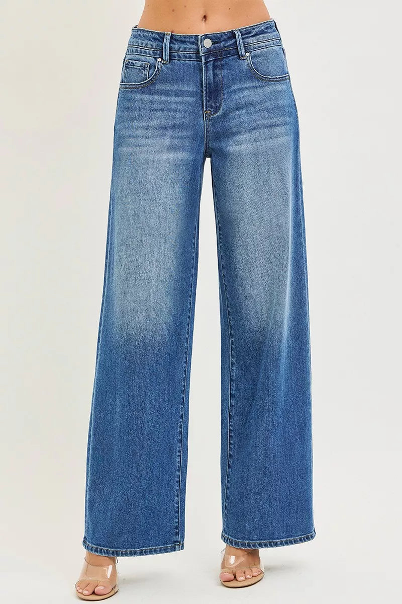 Slouchy Baggy Jeans with Pockets in Medium for Women
